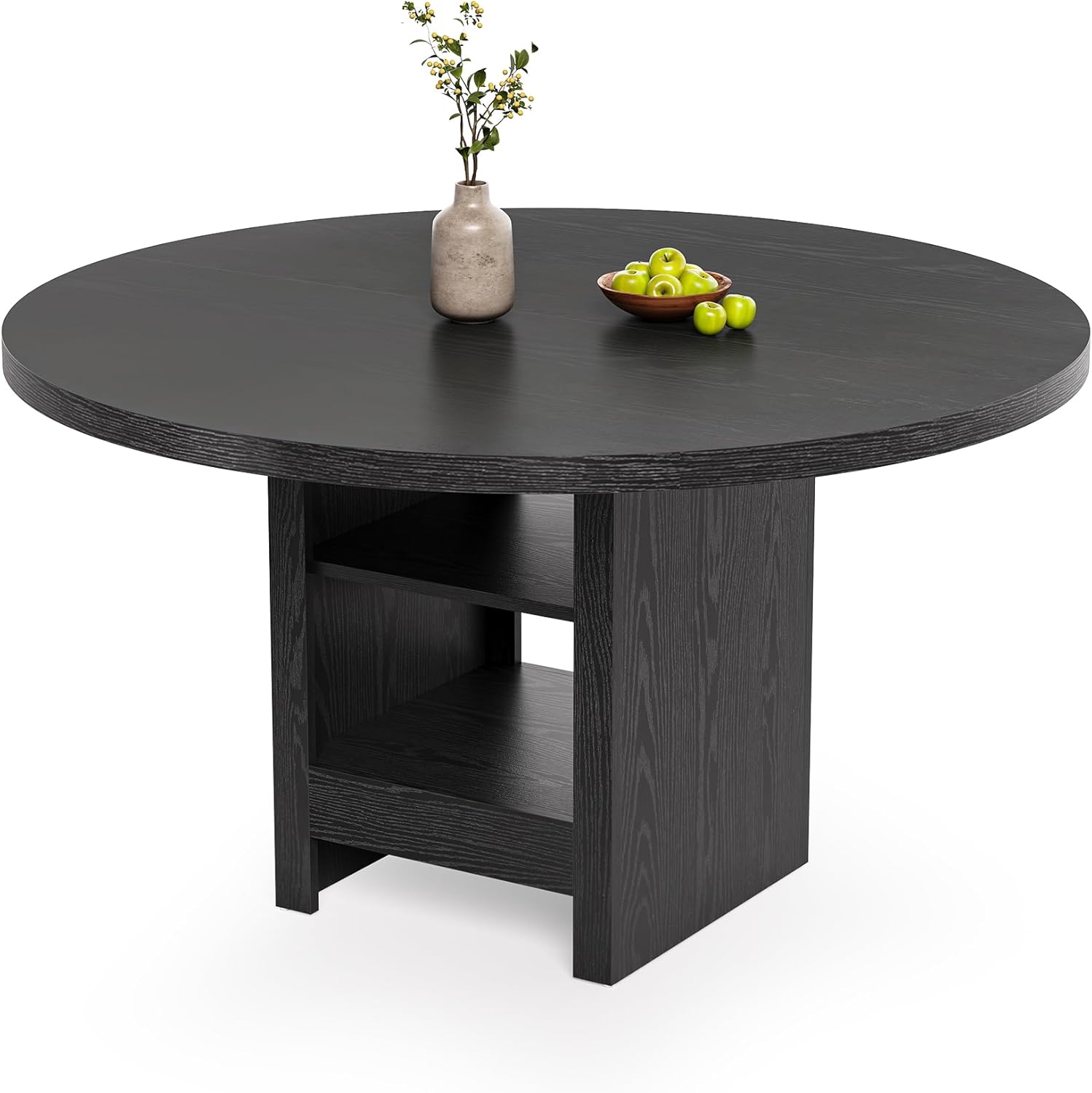 47-Inch Round Dining Table with Storage for 4-6